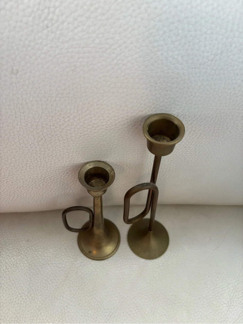 Antique-Style Brass Candle Holders - Brown Finish